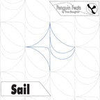 Quilting design for 'Sail' by Penguin Feats with geometric design and brand name.
