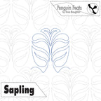 Design of a leaf pattern with 'Penguin Feats' branding and 'Sapling' text on a white background.