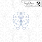 Continuous line design of leaf pattern and 'Penguin Feats' branding on a white background