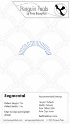 Penguin Feats pattern design with branding and technical details on a white background