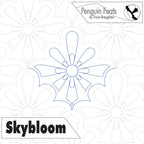 Design of a flower pattern with 'Penguin Feats' and 'Skybloom' text on a white background.