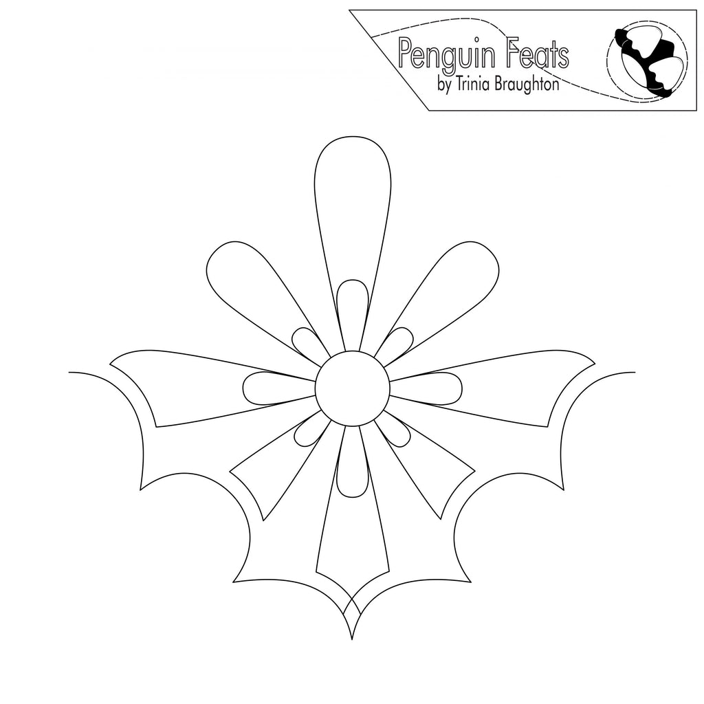 Black and white floral design with 'Penguin Feats' logo at the top.