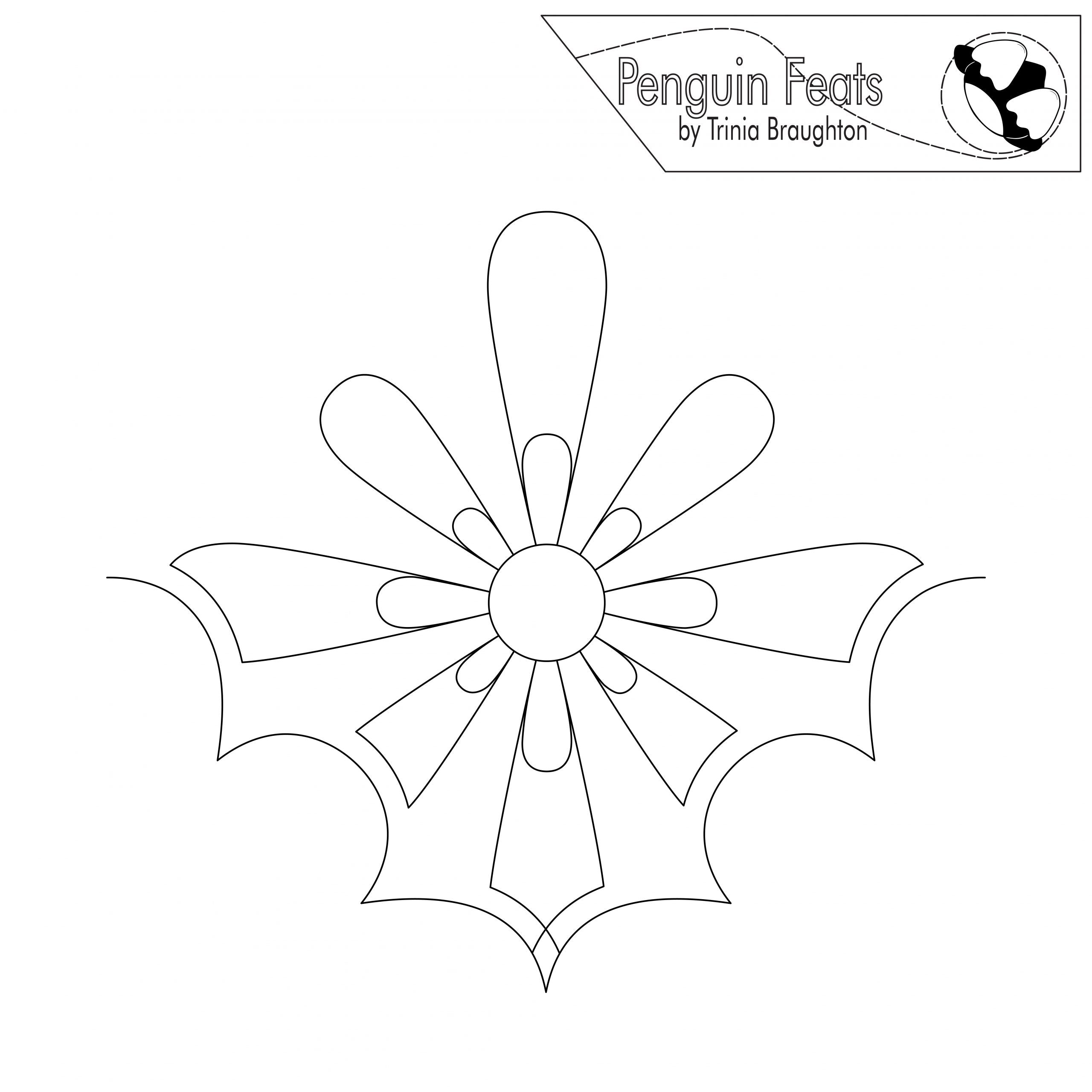 Black and white floral design with 'Penguin Feats' logo at the top.