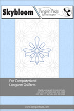 Quilting design sheet for computerized longarm quilters with a blue and gray cover.