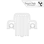 Outline of a vehicle grille with 'Penguin Feats' logo at the top