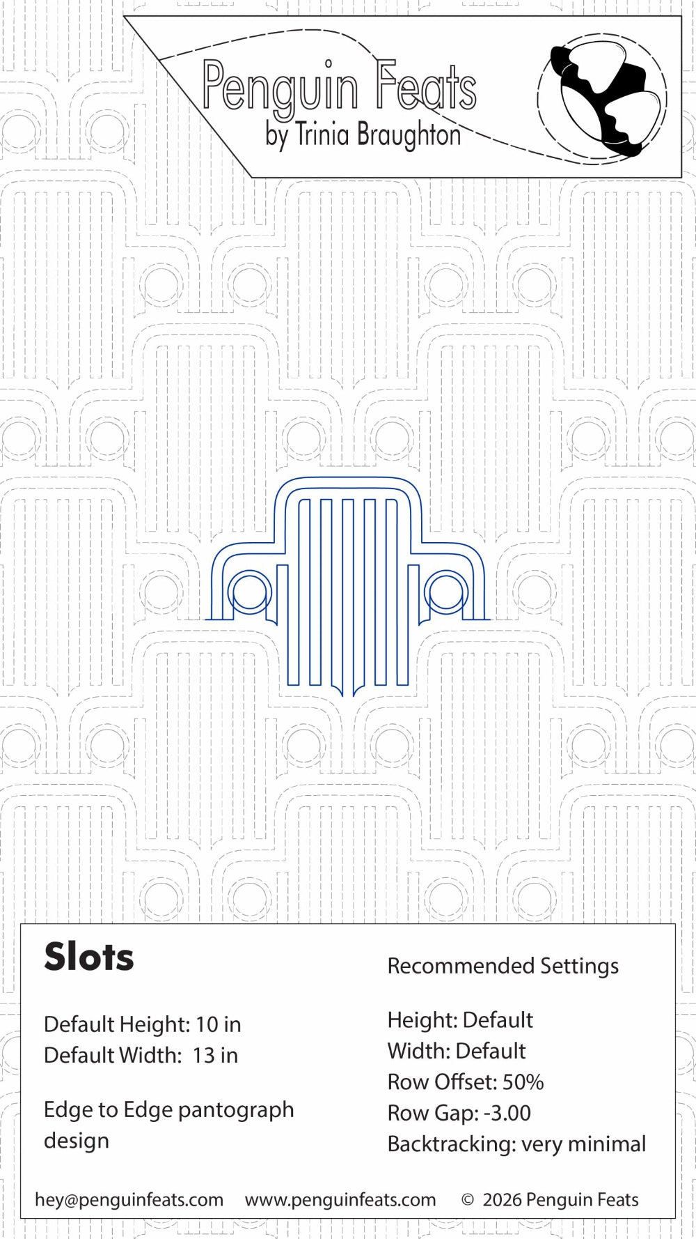 Design template for Slots design with text and branding information.