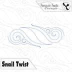 Continuous line design of a snail twist pattern with 'Penguin Feats' branding on a white background.