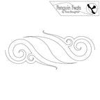 Decorative swirl design with 'Penguin Feats' logo at the top.