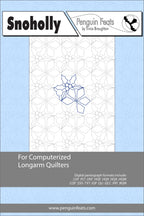 Design sheet for computerized longarm quilters with geometric pattern and brand logo.
