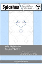 Quilting design sheet titled 'Splashes' by Trinia Braughton for computerized longarm quilters.