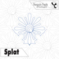 Quilting design of floral motif and 'Penguin Feats' branding