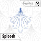 Design with abstract shapes and 'Penguin Feats' branding on a white background
