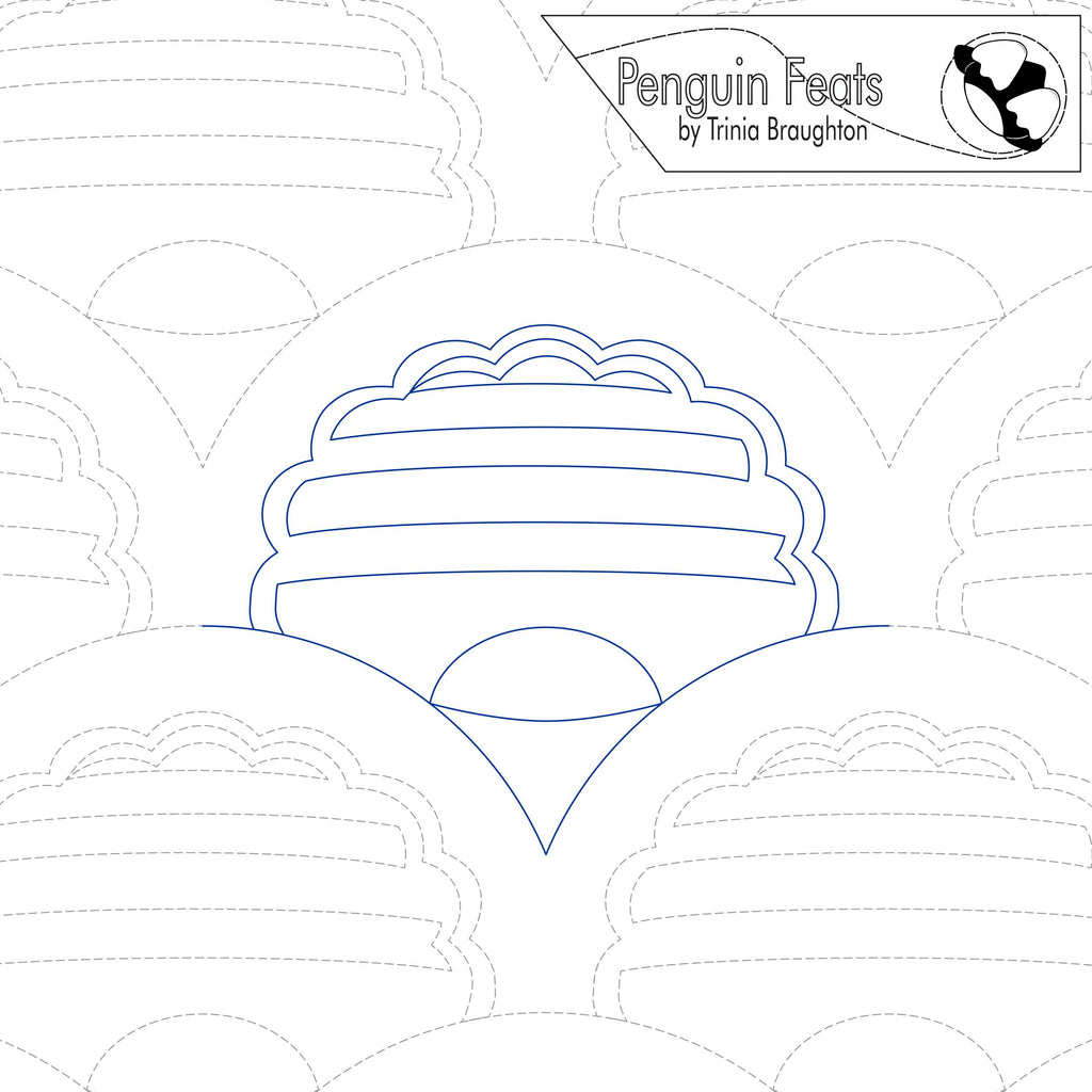 Outline of a layered arc design with 'Penguin Feats' branding at the top.