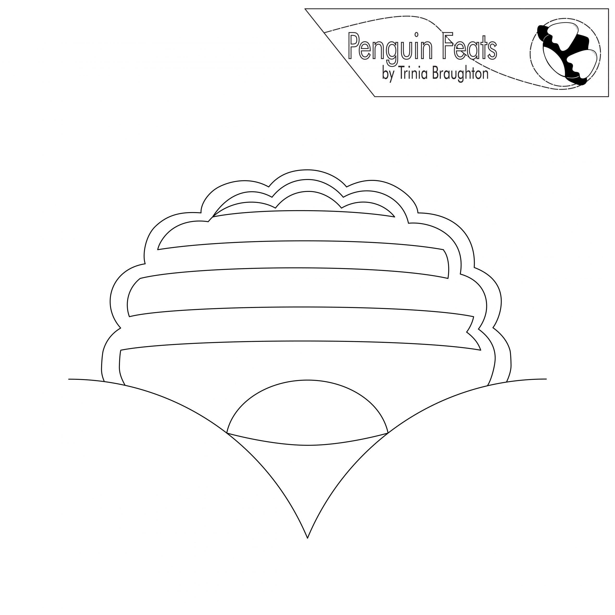 Outline of a cake with 'Penguin Feats' logo at the top