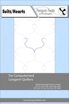 Pattern sheet for computerized longarm quilters with a blue and gray design on a white background.
