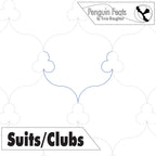 Design template with 'Penguin Feats' branding and text 'Suits/Clubs' on a white background.