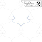 Continuous line design of curved line with clover and 'Penguin Feats' branding at the top.