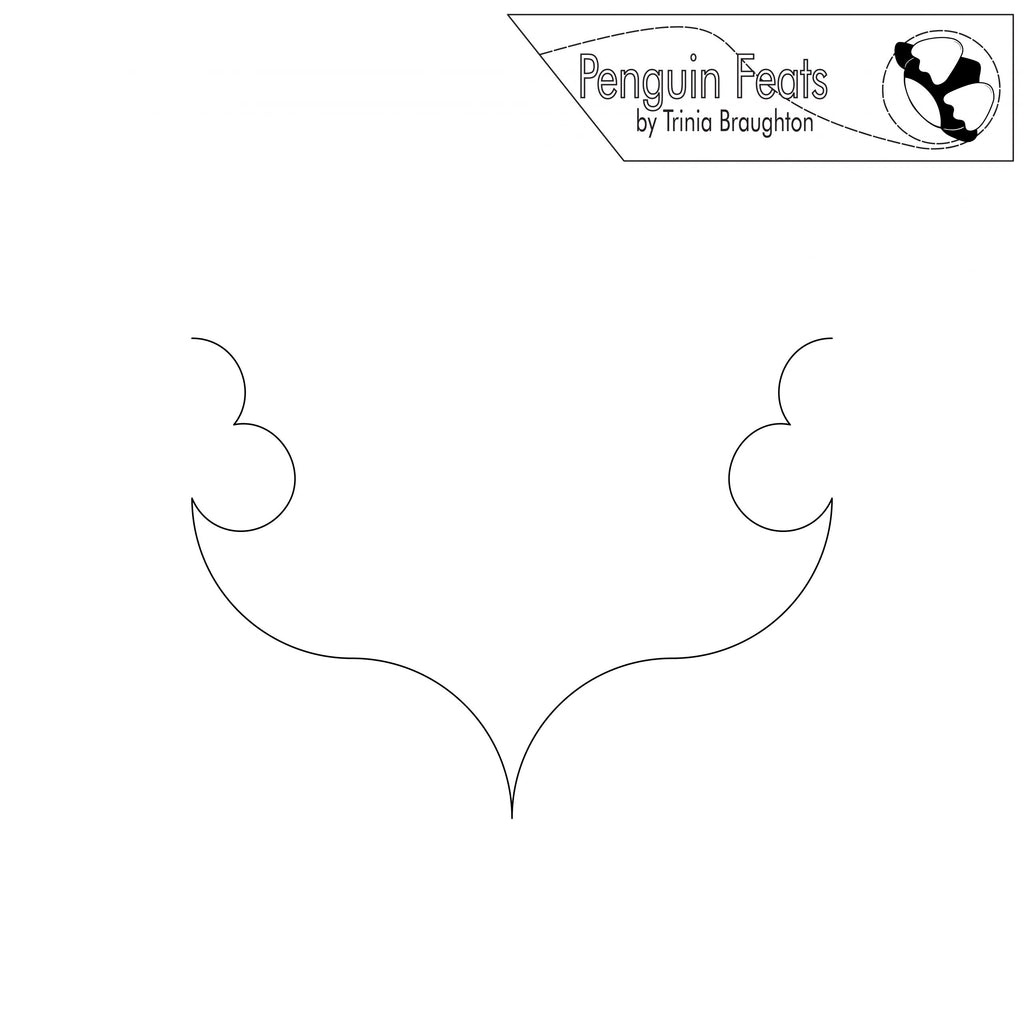 Outline of a curved line with club clover with 'Penguin Feats' branding at the top.