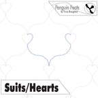 Outline of a curved line with hearts and 'Penguin Feats' branding on a white background.