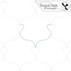 Continuous line design of hearts with curve with 'Penguin Feats' logo at the top