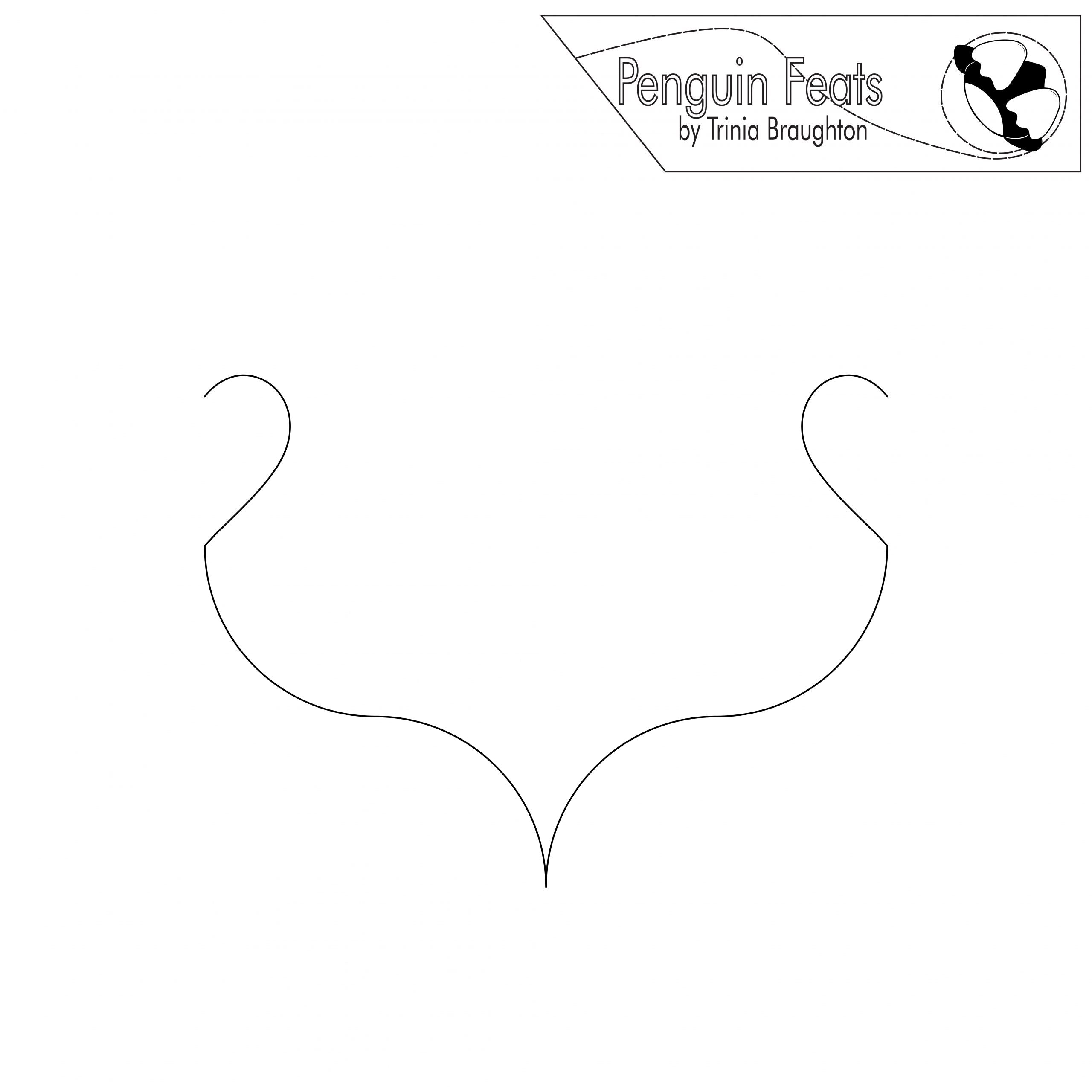 Line drawing of heart with curved line and  'Penguin Feats by Trinia Braughton' logo at the top.