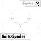 Card suit design with 'Penguin Feats' branding and 'Suits/Spades' text.
