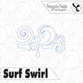 Design of 'Surf Swirl' with a penguin icon and 'Penguin Feats' branding on a white background.