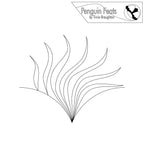 Black and white feather design with 'Penguin Feats' logo at the top.