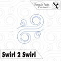 Design of swirl pattern with 'Penguin Feats' branding and text on a white background