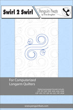 Quilting design sheet for computerized longarm quilters with a blue and gray color scheme.