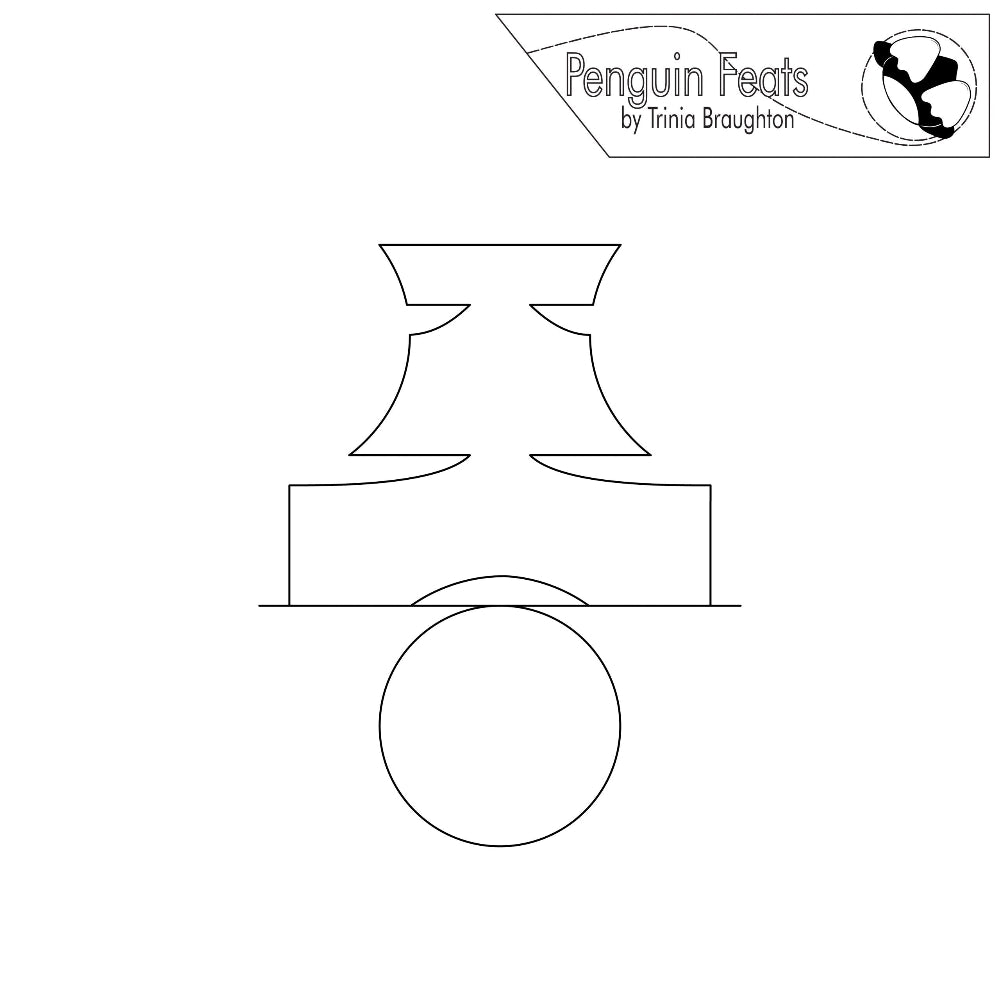 Continuous line in black of geometric shapes with 'Penguin Feats' logo at the top