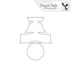 Continuous line in black of geometric shapes with 'Penguin Feats' logo at the top