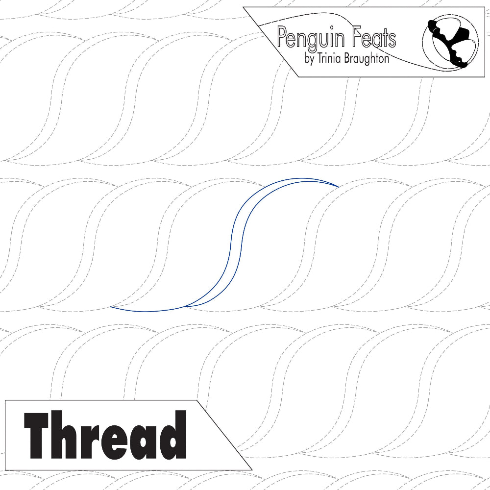 Continuous line design of rope with 'Penguin Feats' branding and 'Thread' text.