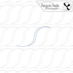 Quilting template with wavy lines and 'Penguin Feats' branding at the top.
