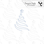 Outline of a Christmas tree with a star on top, surrounded by wavy lines, from 'Penguin Feats' by Trinia Braughton.