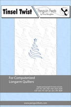 Design pattern for computerized longarm quilters with a Christmas tree and star on a white background.