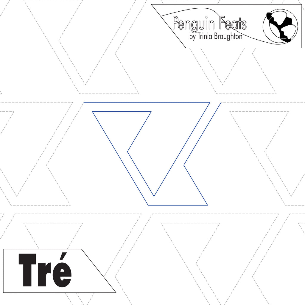 Geometric pattern with triangles and branding elements on a white background