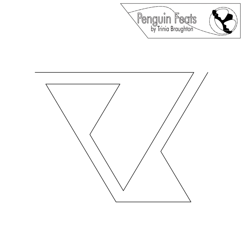 Black and white triangle cutout with 'Penguin Feats' branding at the top.