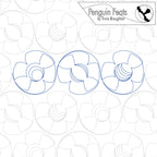 Design of propellers with 'Penguin Feats' branding on a patterned background