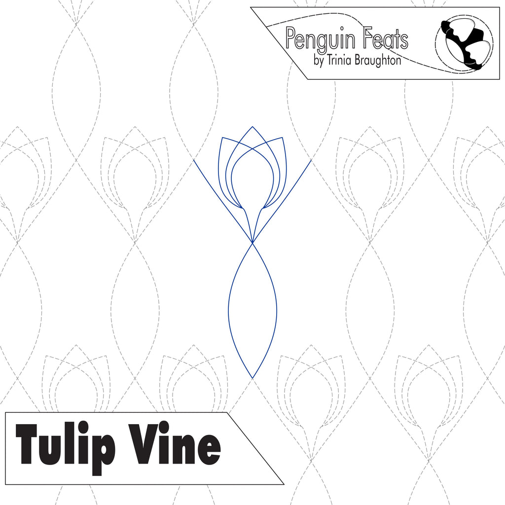 Design of a tulip vine pattern with 'Penguin Feats' branding at the top.