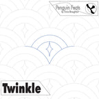 Pattern design with concentric circles and a star-like shape, featuring the brand 'Penguin Feats' and 'Twinkle'.