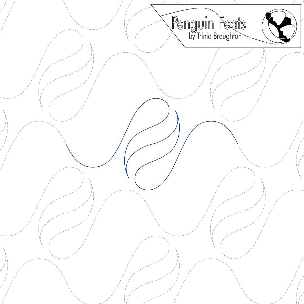 Pattern design with wavy lines and 'Penguin Feats' branding at the top.