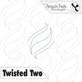 Quilting design with wavy lines and 'Twisted Two' text on a white background