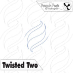 Quilting design with wavy lines and 'Twisted Two' text on a white background