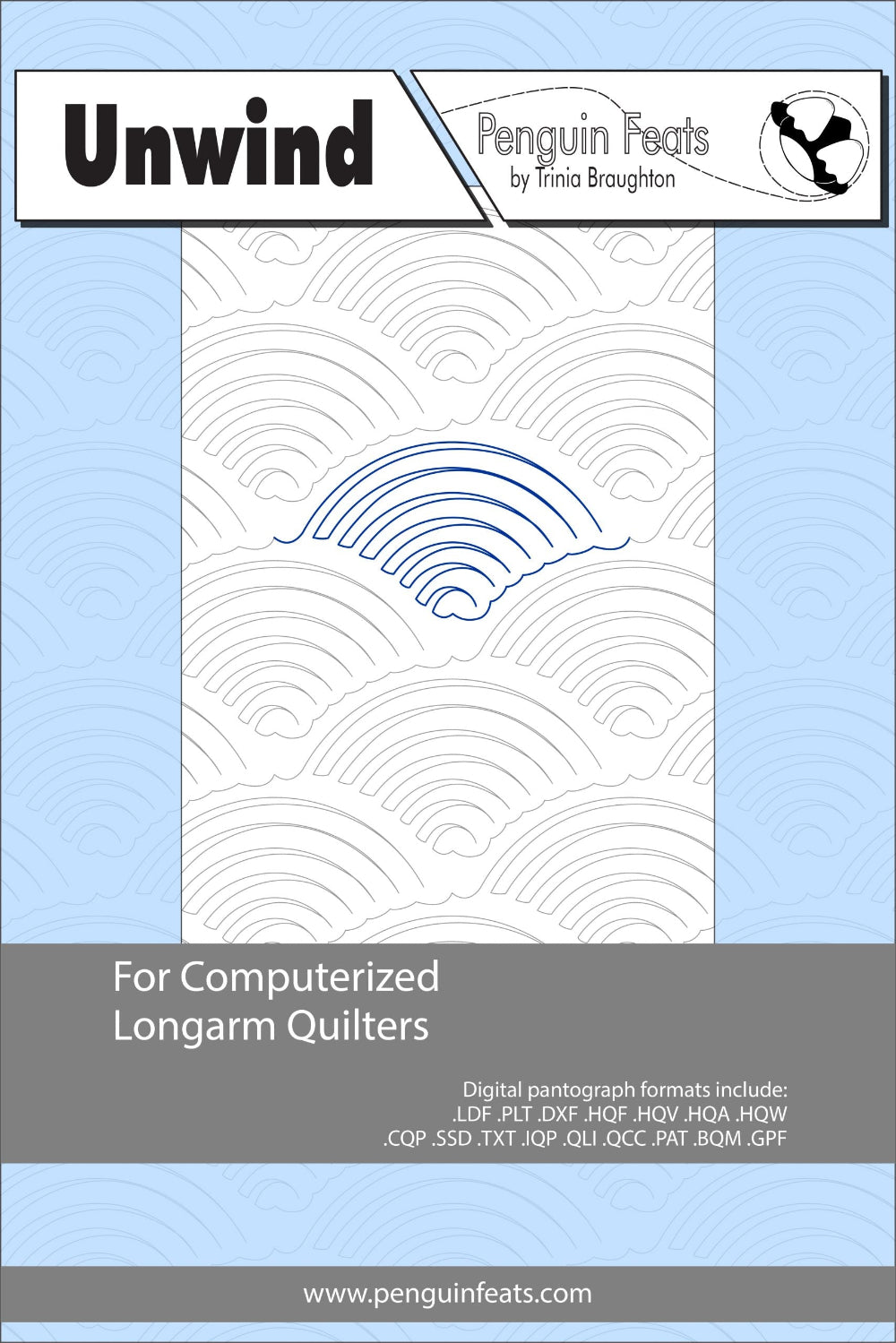 Cover of 'Unwind' by Penguin Feats with a pattern design on a light blue background