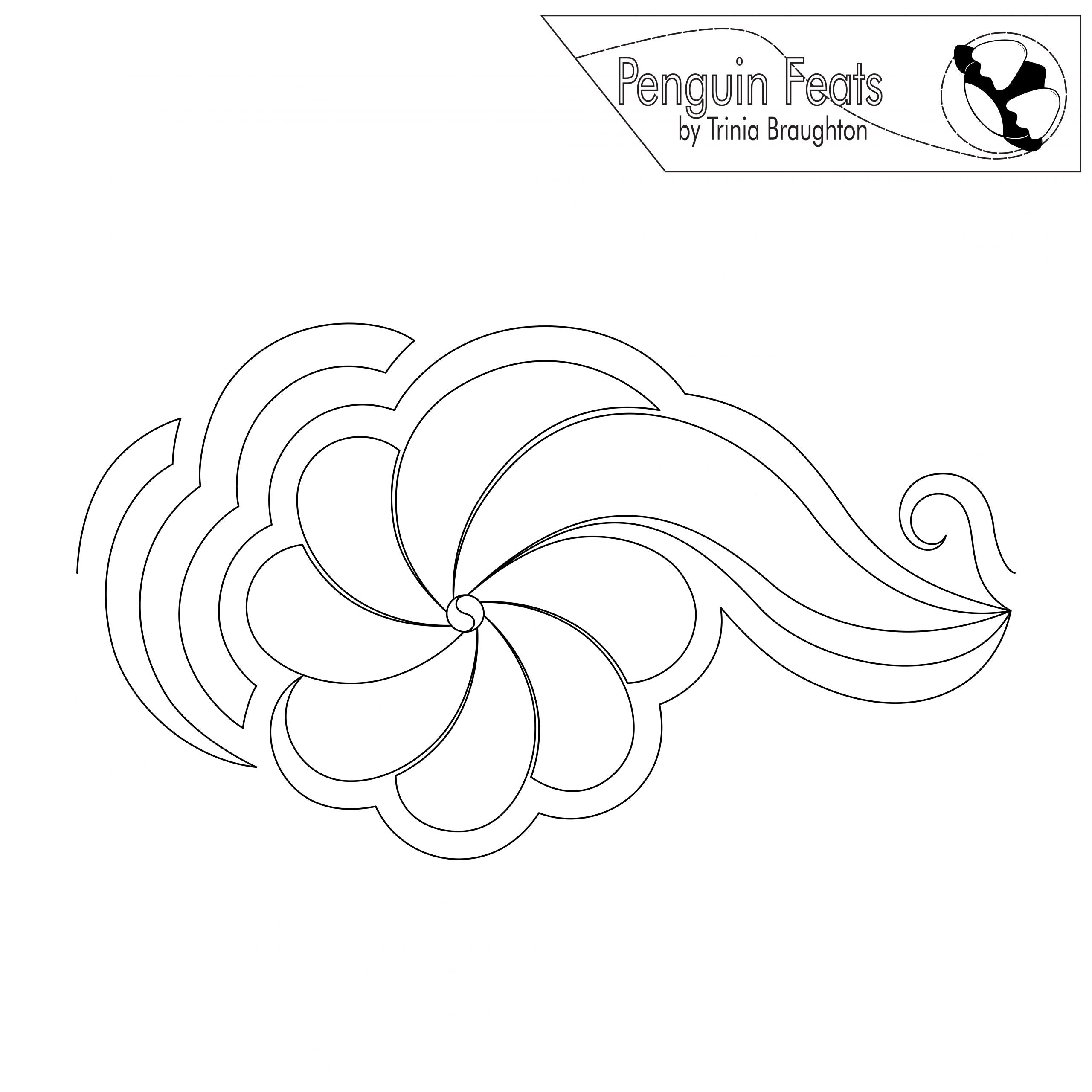 Black and white decorative design with 'Penguin Feats' logo at the top