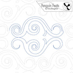 Wave and swirl quilting pattern with 'Penguin Feats' by Trinia Braughton logo at the top.